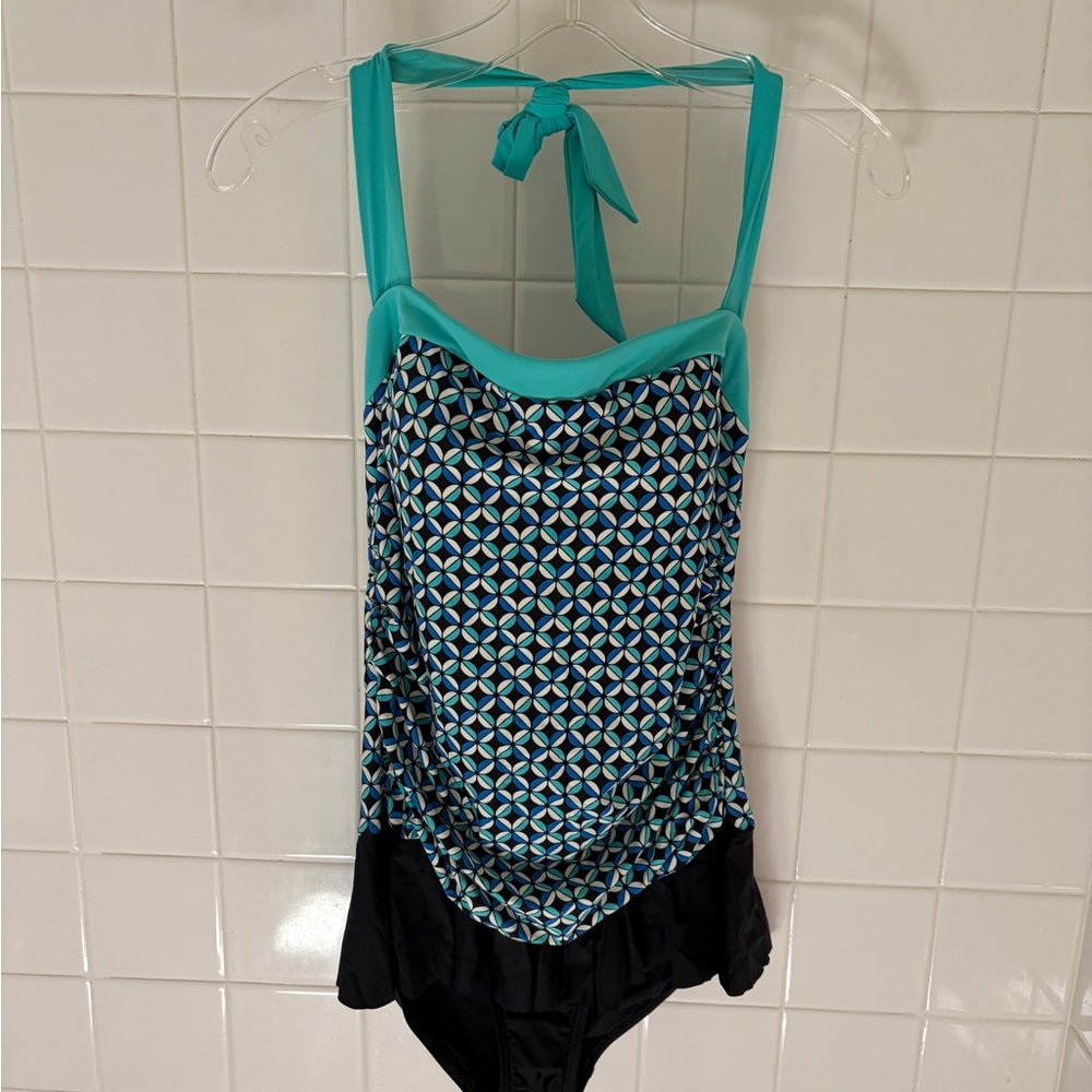 Eco Swim Aqua Trim Geometric One-Piece Swimsuit